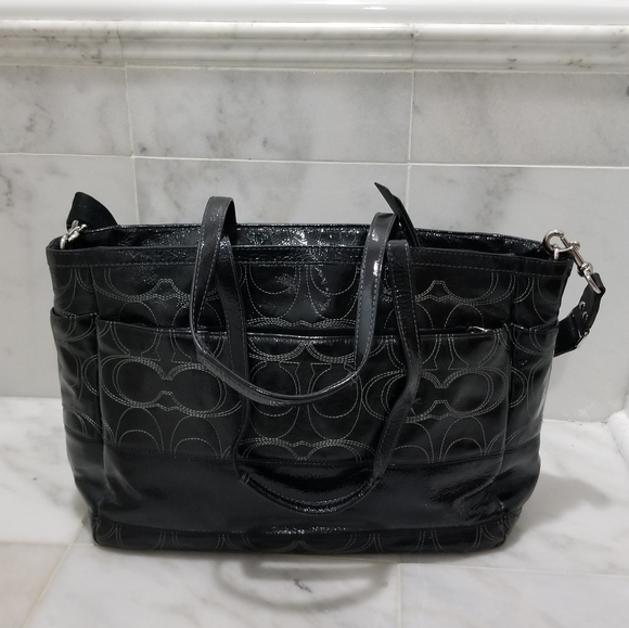 Coach Diaper Bag Black Signature Logo - Picture 5 of 14